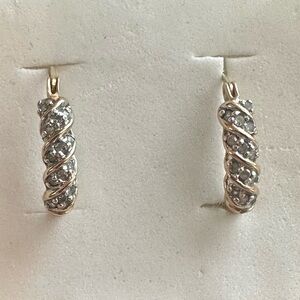 10k Gold Diamond Hoop Earrings